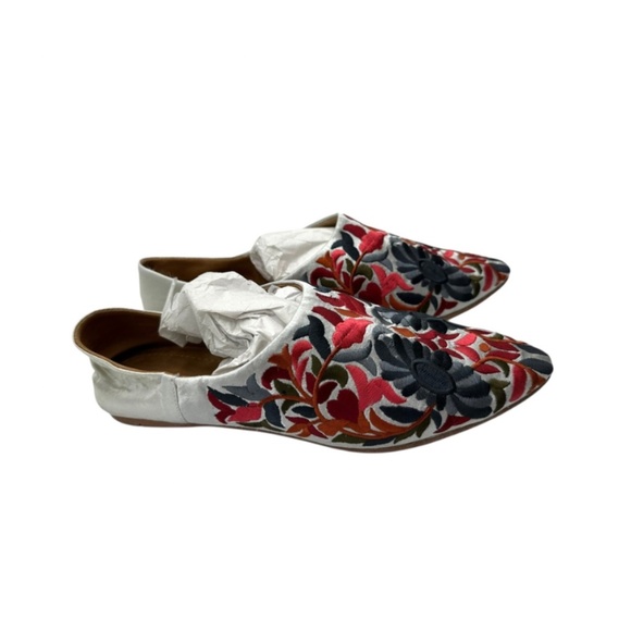Sam Edelman Satin Embroidered Vijay Mules Slip-On Flats, Grey/Red/Blue, 8M - Picture 4 of 9